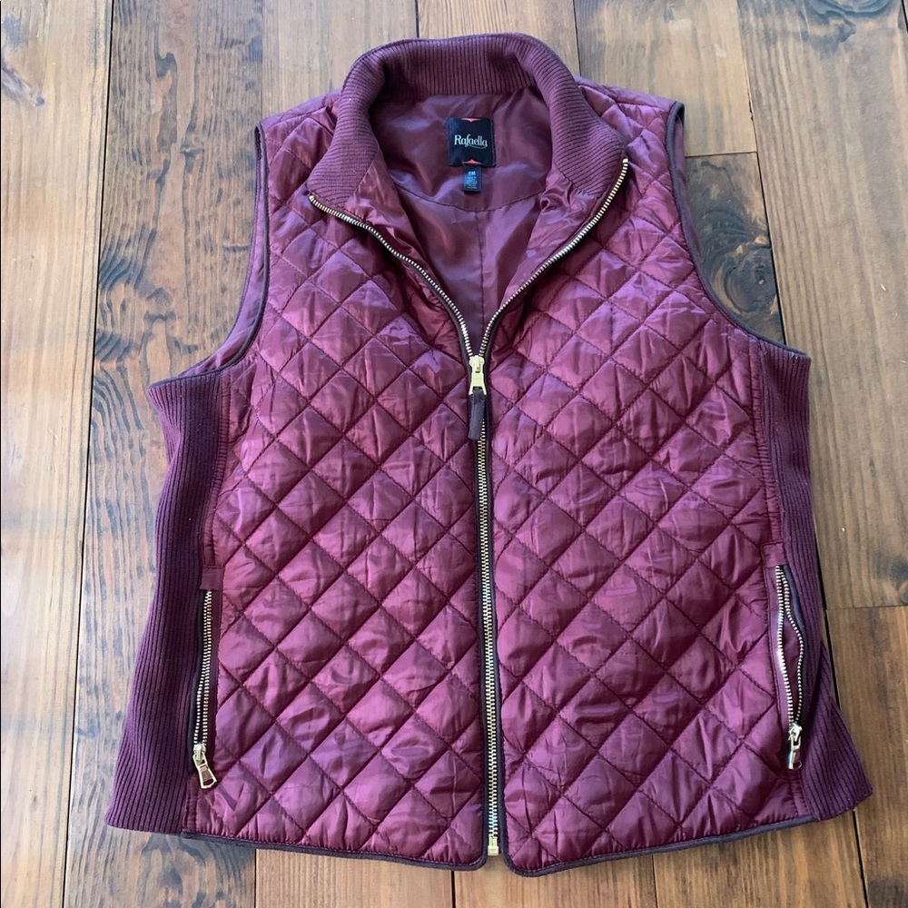 Petite medium deep red quilted vest